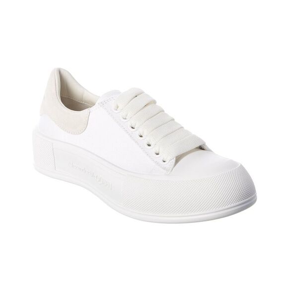 Alexander Mcqueen Deck Plimsoll Canvas & Suede Sneaker White